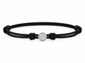 Pulsera de cordón negro con nudos de macramé y diamante central de 0,15 ct engastado en oro blanco de 18K