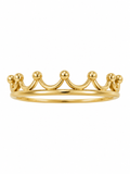 Anillo corona en oro amarillo de 18K con arcos calados y pequeñas esferas de acabado brillante