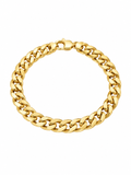 Pulsera barbada en oro de 18K con eslabones entrelazados de acabado brillante y cierre de mosquetón