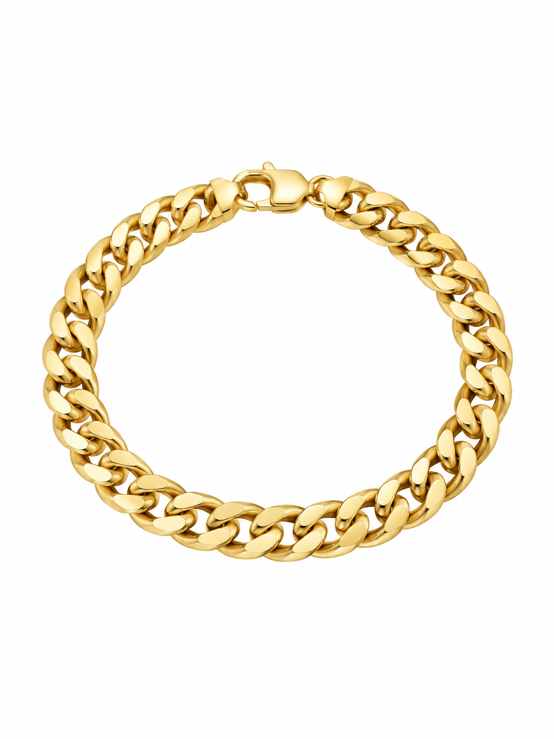 Pulsera barbada en oro de 18K con eslabones entrelazados de acabado brillante y cierre de mosquetón