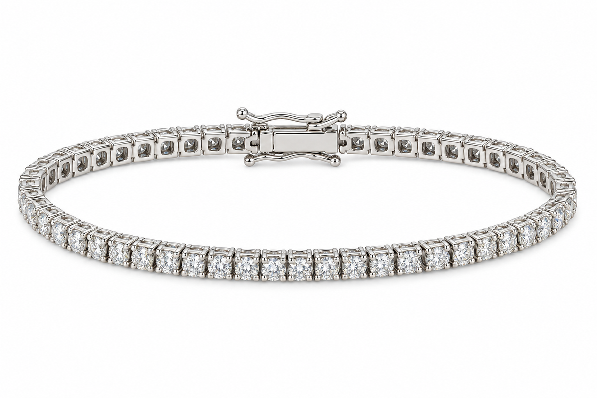 Pulsera rivière de diamantes de 3,84 ct montados en oro blanco de 18k