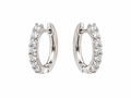 Pendientes de aro en oro blanco de 18k con una hilera de diamantes en la parte frontal