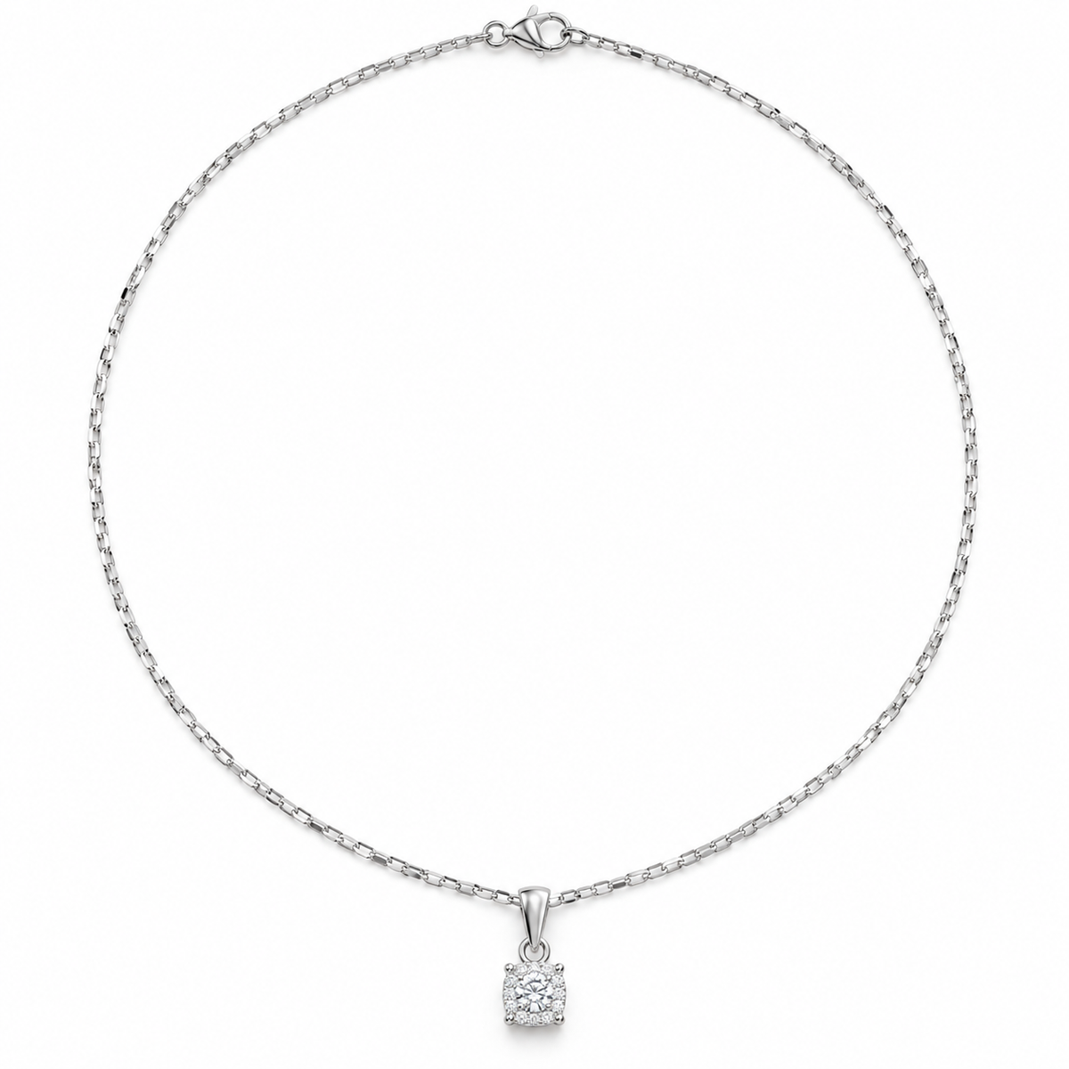 Cadena de oro blanco con colgante de diamante de 0,12 ct