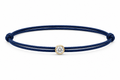 Pulsera de hilo azul marino con diamante central en chatón de oro