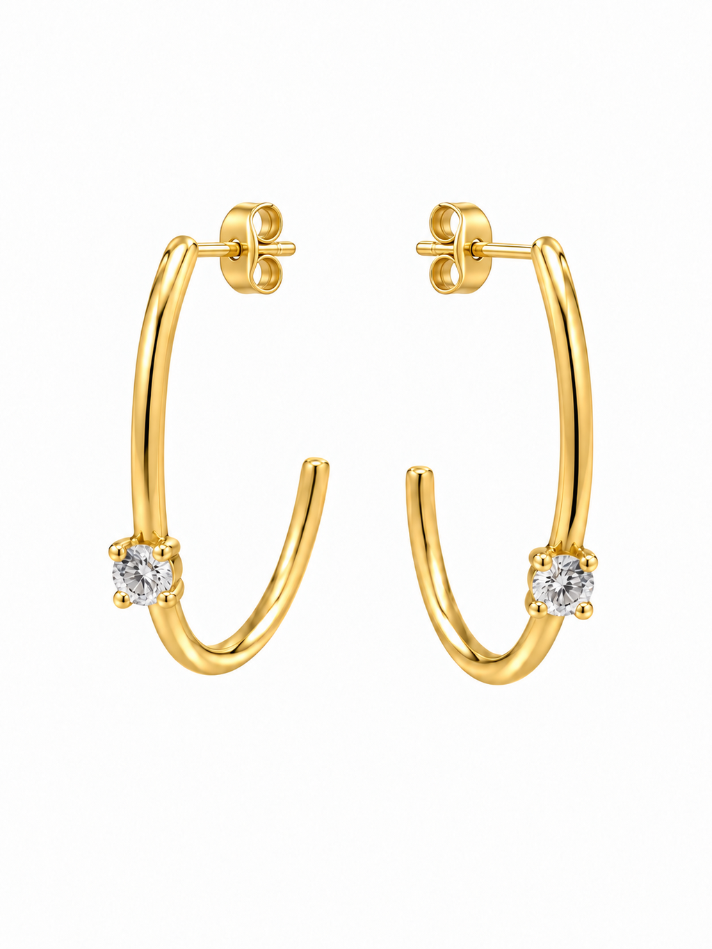 Pendientes de aritos en oro de 18K con circonitas
