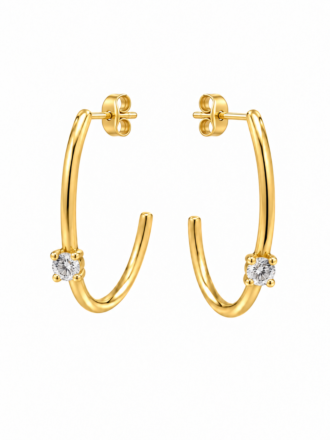 Pendientes de aritos en oro de 18K con circonitas